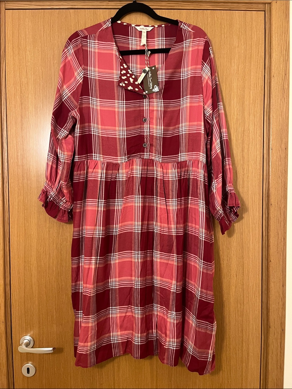 Matilda Jane Red Plaid Button-Front Casual Dress